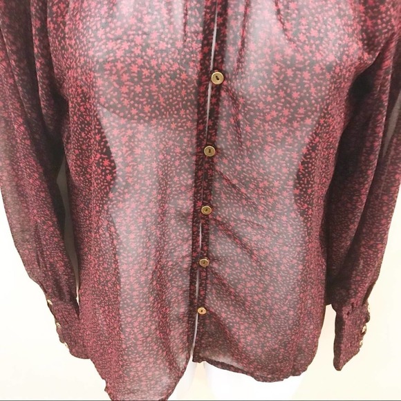 Cleobella Richie Button Down Sheer Red Blouse XS - Picture 14 of 16